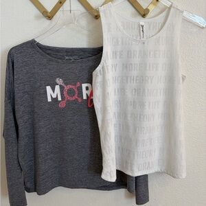 OrangeTheory Top Bundle Small Grey Long Sleeve White Tank 2 PC